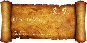 Kirr Iván névjegykártya